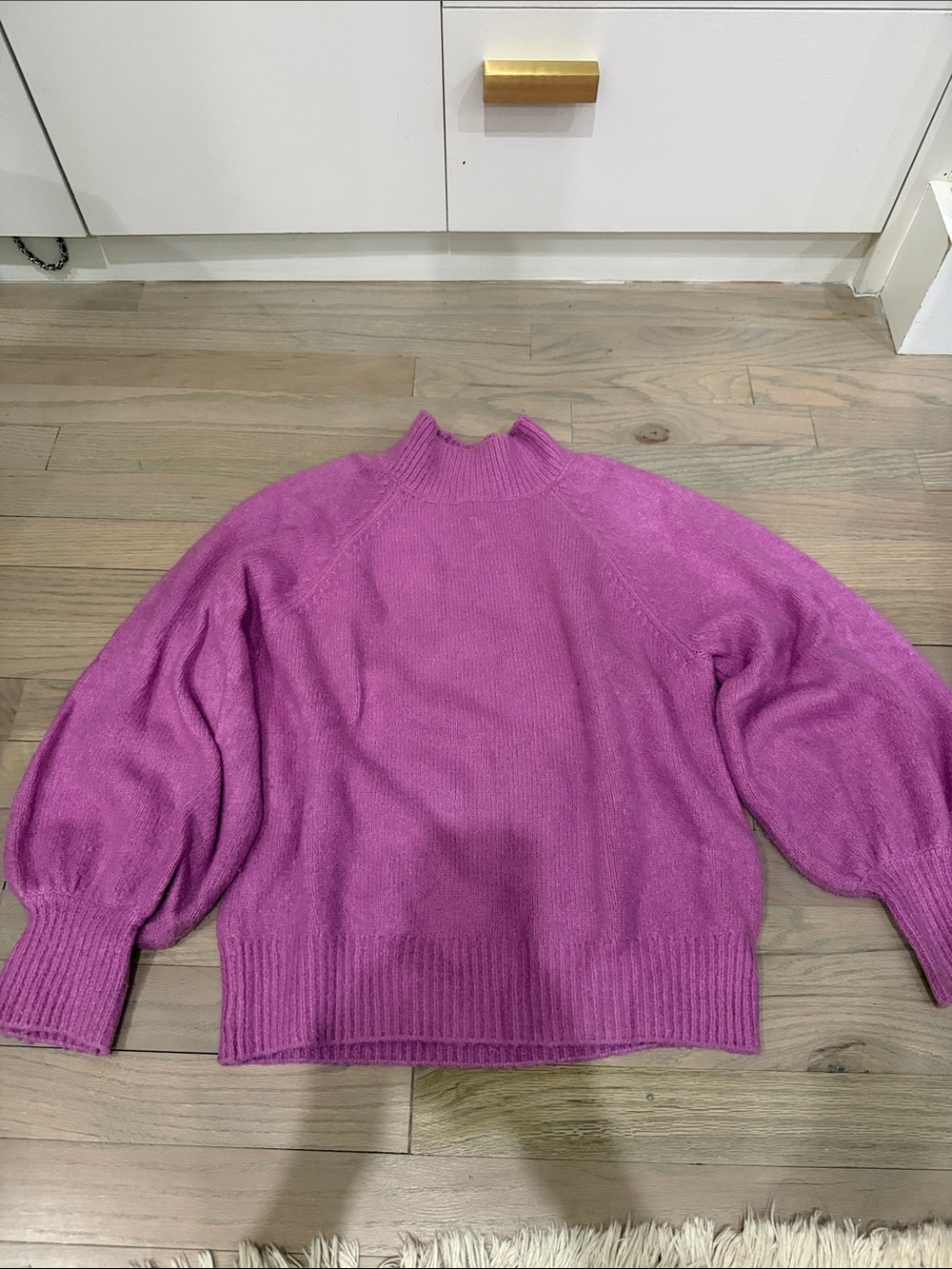 Joie Magenta Mock Neck Balloon Sleeve Sweater
